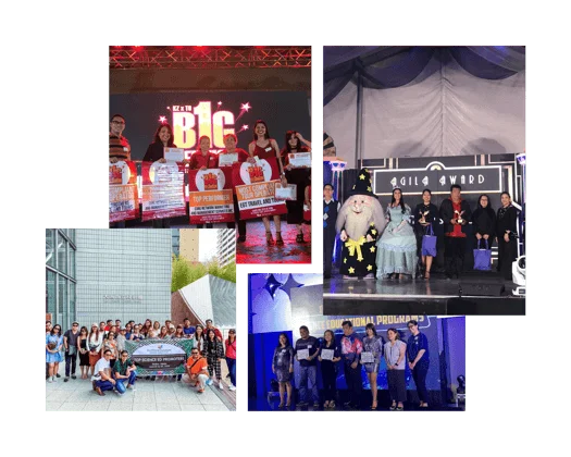 Collage of travel agency events and awards nights