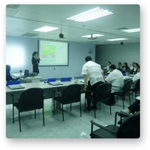 Delivering a briefing to a seated audience